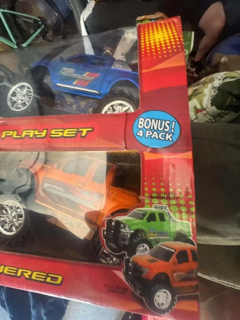 Tough Truck 4-Pack Friction Powered Toy Vehicle Play Set Ford F-150 Raptor and F
